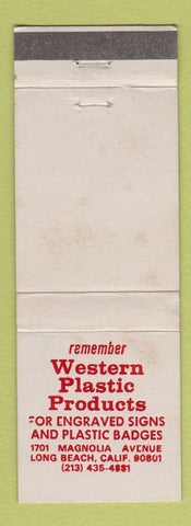 Matchbook Cover - Western Plastic Products Long Beach CA WORN