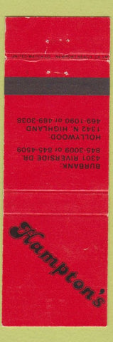 Matchbook Cover - Hampton's Hollywood Burbank CA