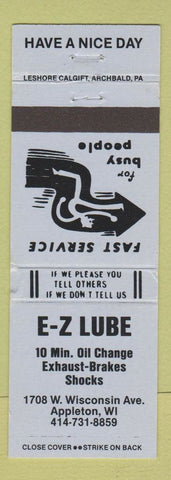 Matchbook Cover - EZ Lube Appleton WI