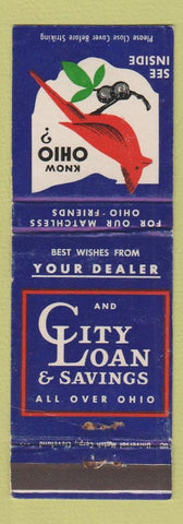 Matchbook Cover - City Savings Loan OH Cardinal WEAR