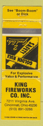 Matchbook Cover - King Fireworks Cincinnati OH WORN