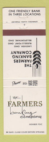 Matchbook Cover - Farmers Banking Lakeview Russells Point Bellefontaine OH