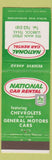 Matchbook Cover - National Car Rental Lubbock TX Chevrolet GM