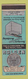 Matchbook Cover - Holden Scale Free Metal Hardening New Haven CT