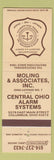 Matchbook Cover - Moling and Associates Alarm Systems Columbus OH