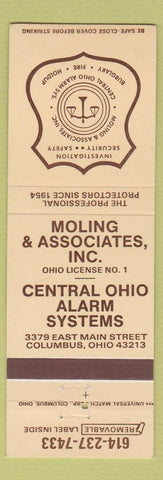 Matchbook Cover - Moling and Associates Alarm Systems Columbus OH