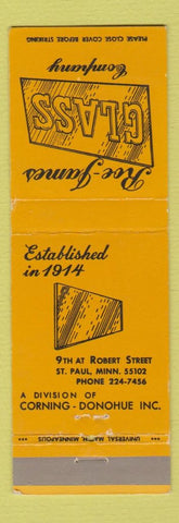 Matchbook Cover - Roe James Glass Corning Donohue St Paul MN
