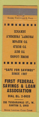 Matchbook Cover - First Federal Savings Loan Canton OH Yellow