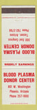Matchbook Cover - Blood Plasma Donor Center Tucson AZ