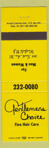 Matchbook Cover - Gentlemens Choice Hair Salon Westfield NJ