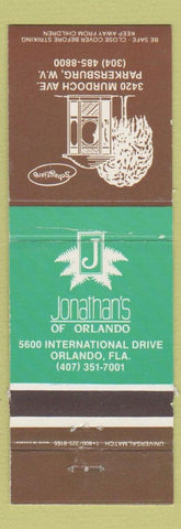 Matchbook Cover - Jonathan's of Orlando FL