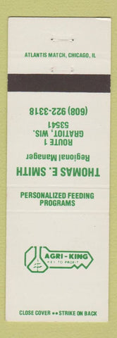 Matchbook Cover - Agri King Gratiot WI feeding programs agriculture farming