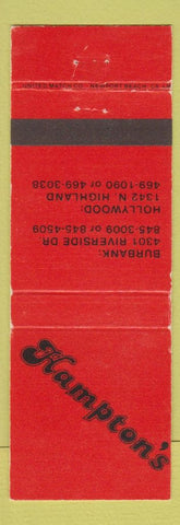 Matchbook Cover - Hampton's Hollywood Burbank CA