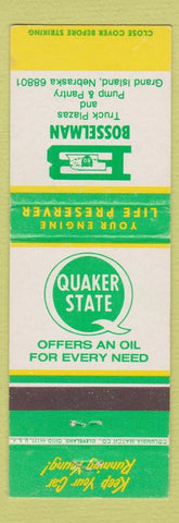 Matchbook Cover - Quaker State Oil Bosselman gas Grand Island NE