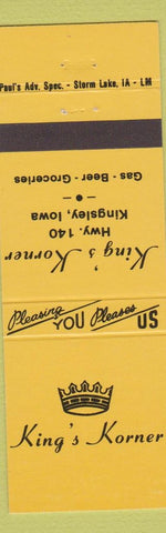 Matchbook Cover - King's Korner Kingsley IA