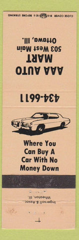 Matchbook Cover - AAA Auto Mart Ottawa IL