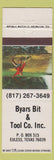 Matchbook Cover - Byars Bit and Tool Euless TX