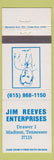 Matchbook Cover - Jim Reeves Enterprises Madison TN Country Music