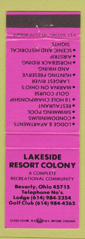 Matchbook Cover - Lakeside Resort Colony Beverly OH