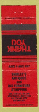 Matchbook Cover - Shirley's Antiques Bristolville OH WEAR