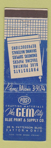 Matchbook Cover - Gem City Blue Print Supply Dayton OH