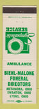 Matchbook Cover - Biehl Malone Funeral Home Metamora Swanton Lyons OH