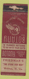 Matchbook Cover - Botany Men's Clothes Friedman's Weirton WV WORN