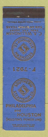 Matchbook Cover - Southern Steamship Philadelphia Houston TX WORN