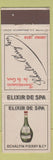 Matchbook Cover - Elixir De Spa Schaltin Pierry Brussels Bruxelles