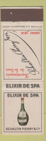 Matchbook Cover - Elixir De Spa Schaltin Pierry Brussels Bruxelles