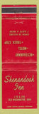 Matchbook Cover - Shenandoah Inn Old Washington OH WEAR