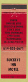 Matchbook Cover - Buckeye Inn Motel Portsmouth OH