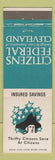 Matchbook Cover - Citizens Federal Savings Loan Cleveland OH