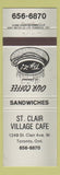 Matchbook Cover - ST Clair Village Cafe Toronto ON