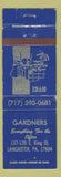Matchbook Cover - Gardners Office Supply Lancaster PA WEAR