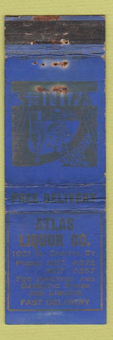 Matchbook Cover - Atlas Liquor NO TOWN WORN