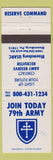Matchbook Cover - 79th Army Recruiting Bloomsburg PA
