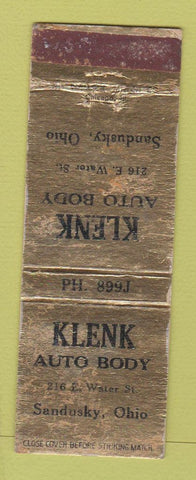 Matchbook Cover - Klenk Auto Body Sandusky OH POOR
