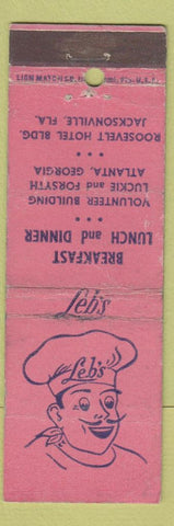 Matchbook Cover - Leb's Restaurant Jacksonville FL Atlanta GA WORN