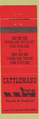 Matchbook Cover - Cattlemans Steaks Las Cruces Roswell NM