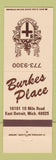 Matchbook Cover - Burkes Place East Detroit MI