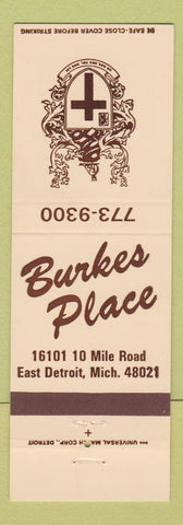 Matchbook Cover - Burkes Place East Detroit MI