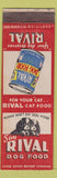 Matchbook Cover - Rival Dog Food cat food