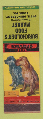 Matchbook Cover - Burkholder's Food Market York PA English Setters