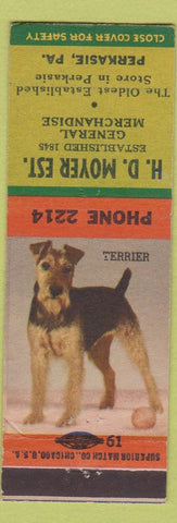 Matchbook Cover - HD Moyer General Store Perkasie PA Terrier