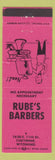 Matchbook Cover - Rube's Barbers Cheyenne WY