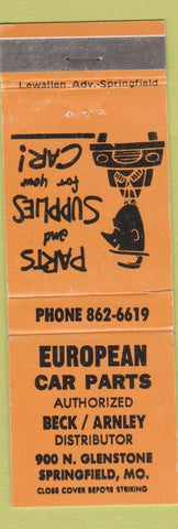 Matchbook Cover - European Car Parts Springfield MO WEAR ORANGE
