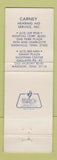 Matchbook Cover - Carney Hearing Aid Nashville Madison TN