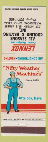 Matchbook Cover - Lennox Heating Cooling Massillon OH
