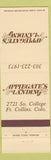 Matchbook Cover - Applegate's Landing Fort Collins Colorado
